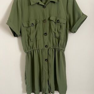 Green Button-Up Romper